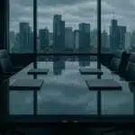 Sala de reunião corporativa em imagem editorial sobre o Grupo Fictor e o risco no crédito privado brasileiro.