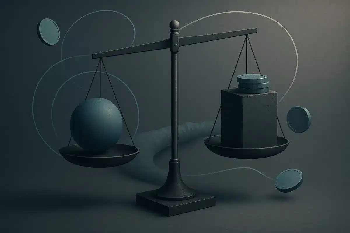 Composição editorial abstrata sobre desequilíbrio das contas externas e pressão macroeconômica no Brasil.